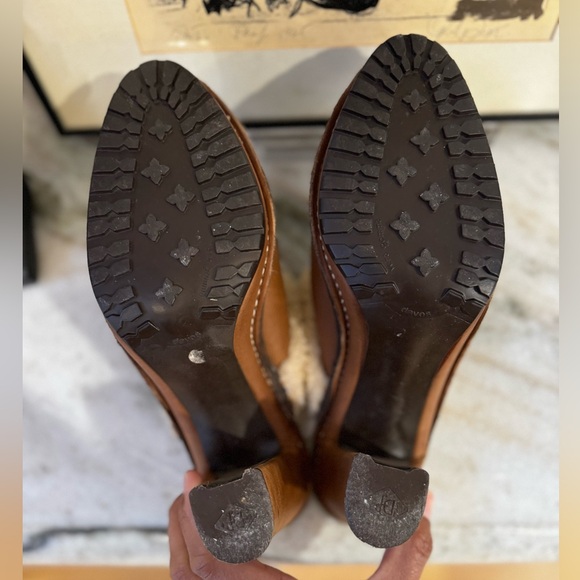 Donald J Pliner BHappy Leather Sport Mules with Sherpa Trim Size 8.5M - Picture 4 of 9